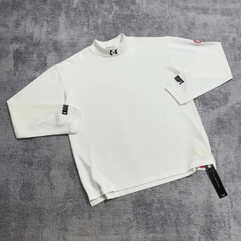 Street Fashion Men - ファッションストリートユニセックス CAVEMPT スウェットハーフハイカラースローガンナイロン刺繍文字長袖プルオーバー男性女性トップス