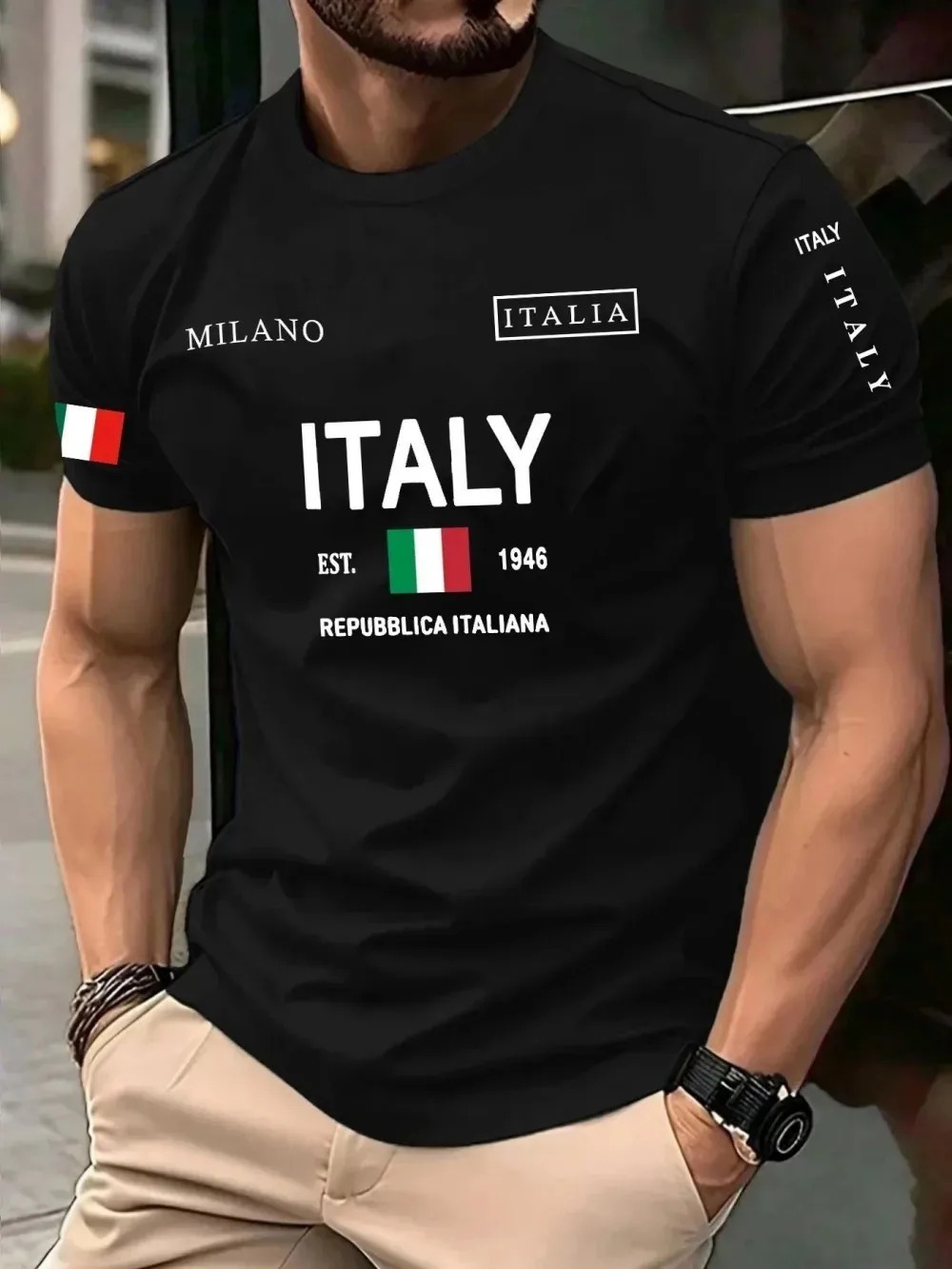 Street Fashion Of Milan - 3D プリントヨーロッパアメリカのファッショントレンドミラノレターブレハ速乾性メンズ Tシャツアウトドアカジュアルストリート親子服