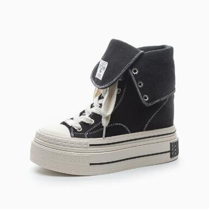 Street Fashion Brands - 12 センチメートルスケートボード通気性高さを高める靴デニム女性ファッション春アンクルブーツ 2026 ハイブランドプラットフォームウェッジ秋スニーカー