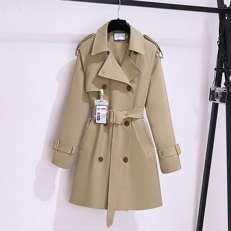 Korean Street Fashion Female - 秋の女性のハイストリートトレンチコートラペルダブルブレストベルト付き高品質ジャケット韓国のエレガントなファッション女性オーバーコート