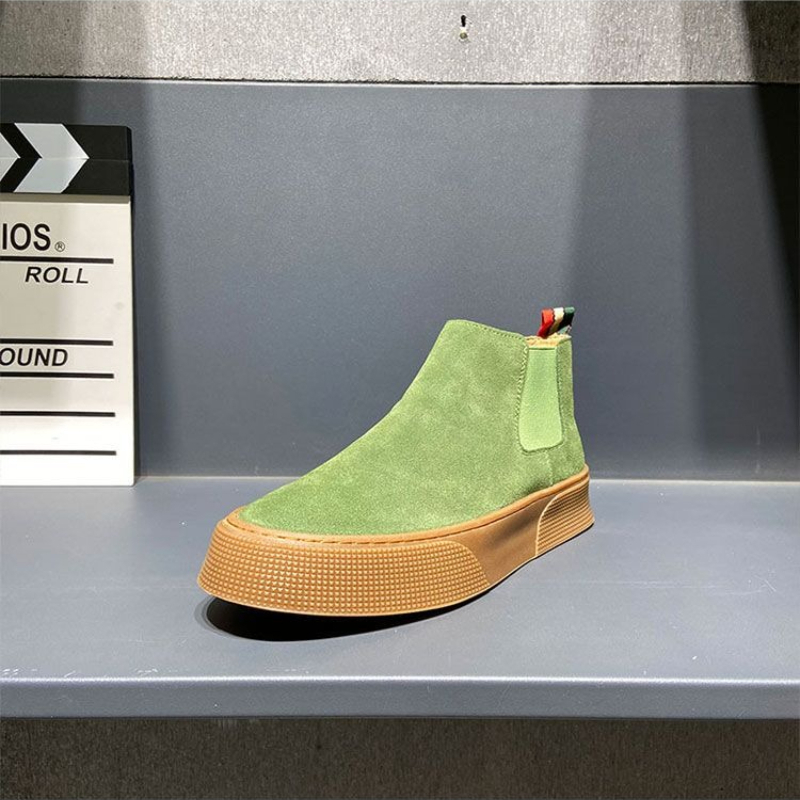 Street Fashion Rome - 2026秋冬メンズチェルシーブーツ スリップオン PUレザー ハイカット アンクルブーツ 韓国ファッション
