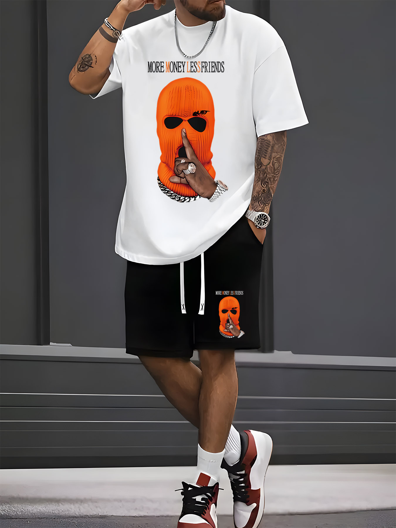 Street Fashion For 2026 - 2026年夏新作メンズ半袖ショートパンツセット - ストリートカジュアルファッション 快適で柔らかく通気性のある3Dパターンプリント