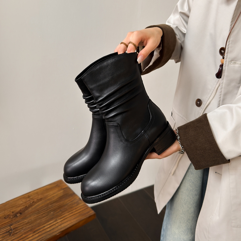 冬の新作スタイル ルーズワイドヒール アンクルブーツ ファッ - Street Fashion Rome のレビューと価格