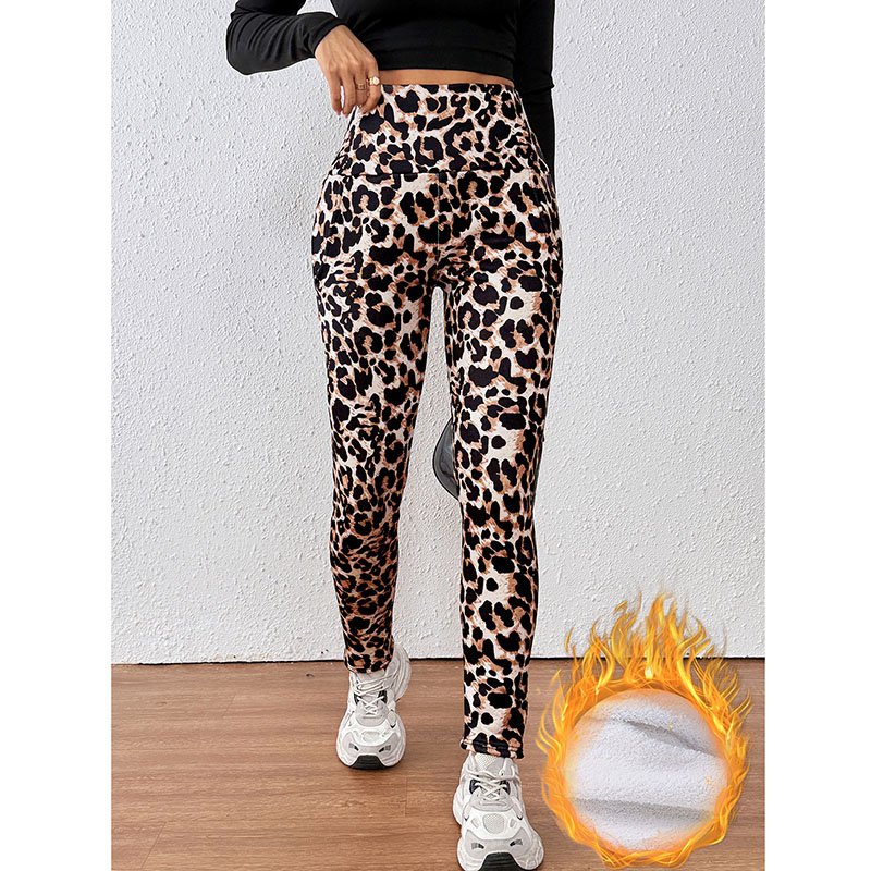 冬ラムウール暖かいレギンス女性のファッションヒョウ柄ポケット - Fashion Street Yoga のレビューと価格