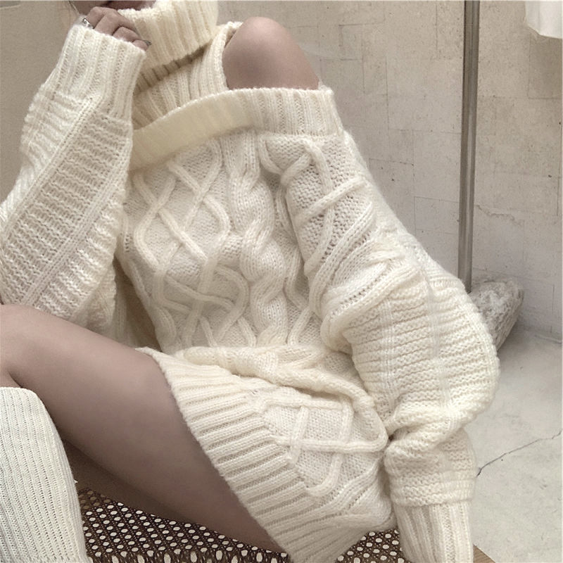 女性の韓国スタイルのニットタートルネックセーター,ワイルドニ - Korean Street Fashion Female のレビューと価格