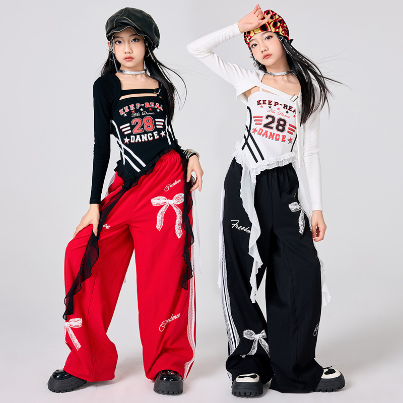 新しい女の子 K-POP ジャズステージ衣装黒、白トップヒッ - Street Fashion Show のレビューと価格