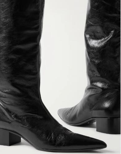 秋の女性用ブラックマットレザーポインテッドトゥミドルヒールス - Street Fashion Rome のレビューと価格