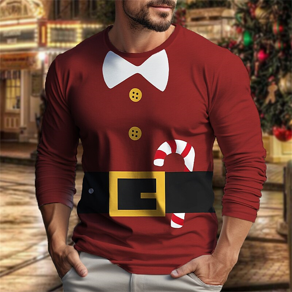 クリスマス柄の原宿風メンズ長袖Tシャツ、ファッション性の高い - Street Fashion Men のレビューと価格
