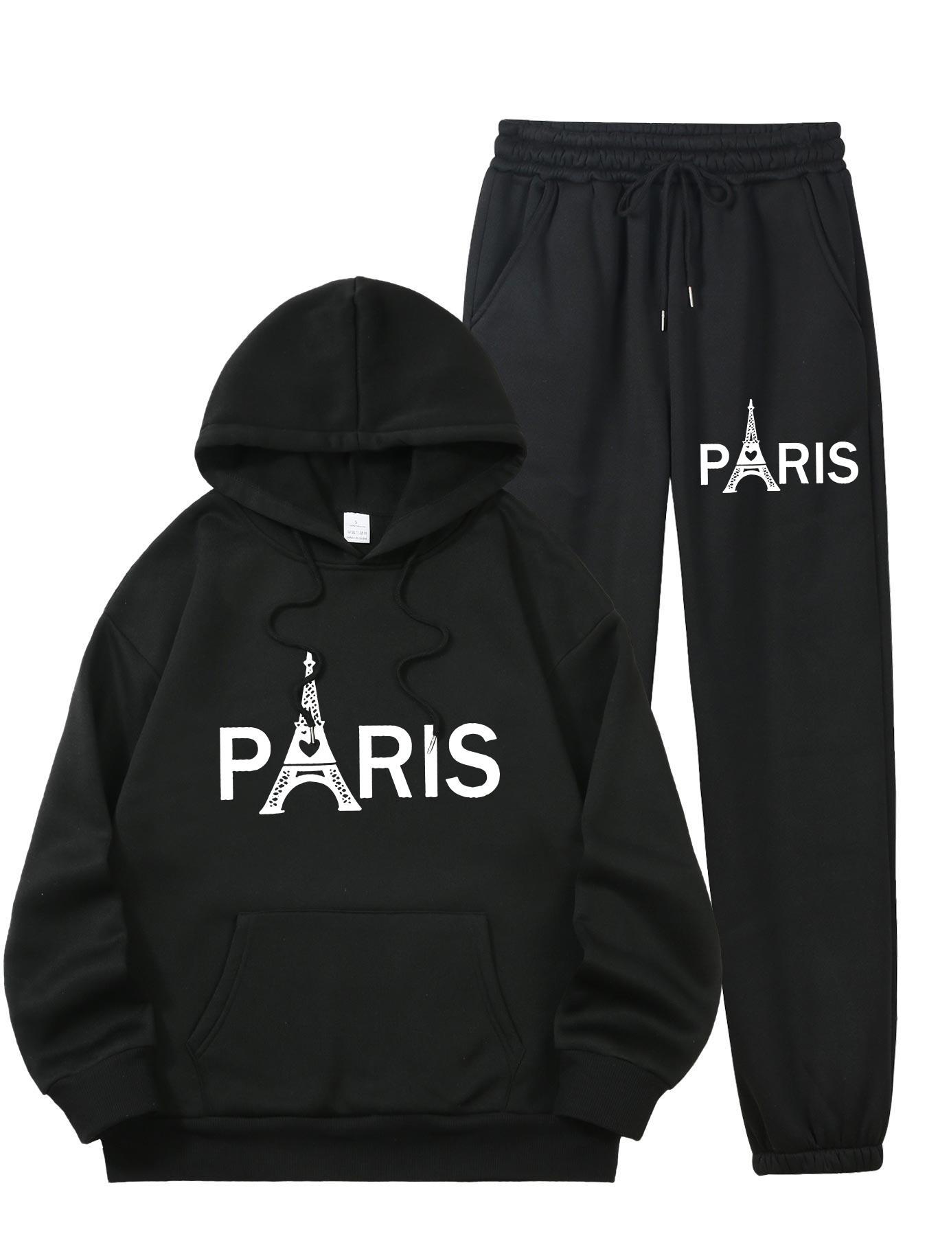 レディース パリ エッフェル塔柄 2点セット トラックスーツ - Street Fashion Men のレビューと価格