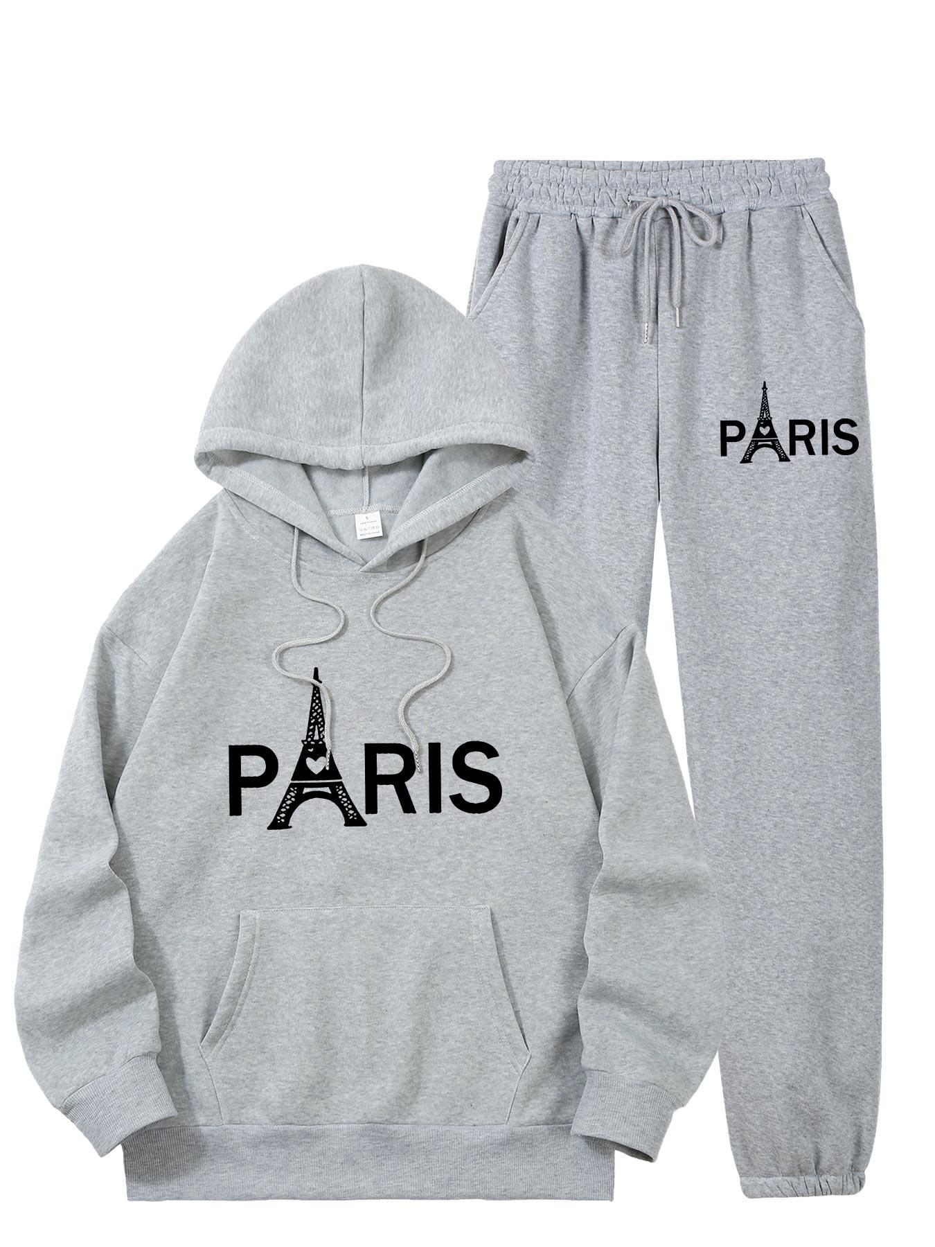 レディース パリ エッフェル塔柄 2点セット トラックスーツ - Street Fashion Men のレビューと価格