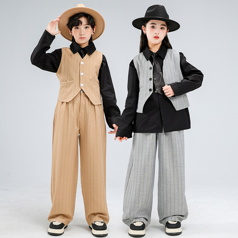 ヒップホップボーイズクールストライプベストストリートダンスパ - Street Fashion For Boy のレビューと価格