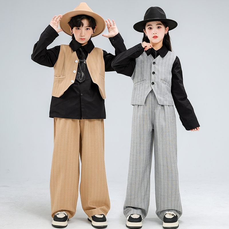 ヒップホップボーイズクールストライプベストストリートダンスパ - Street Fashion For Boy のレビューと価格