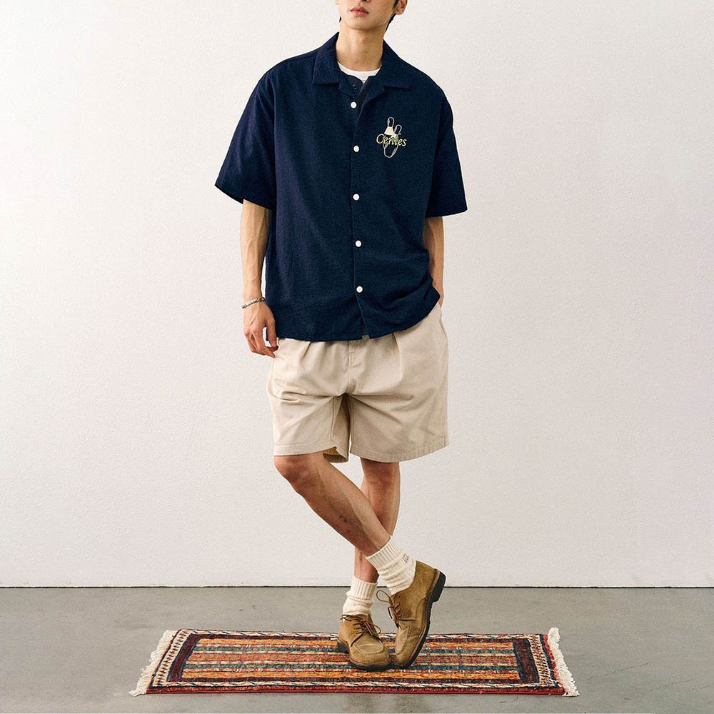 メンズ刺繍半袖シャツアメリカンレトロファッショントレンドスト - Street Fashion Trends 2025 のレビューと価格