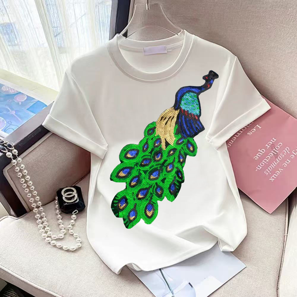 韓国ファッションピンク刺繍クマビーズ Tシャツ女性ヴィンテー - Korean Street Fashion Female のレビューと価格