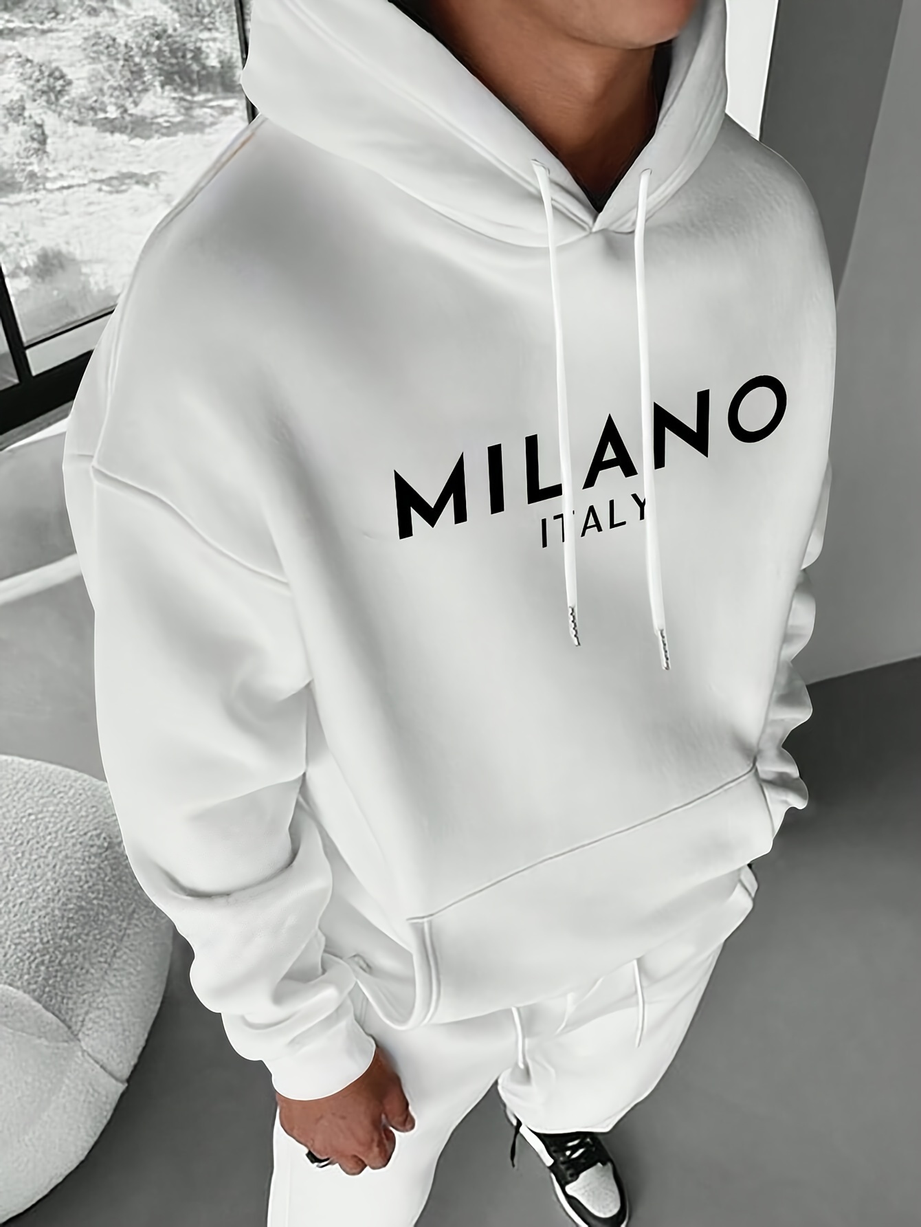 ミラノレター男性女性パーカープルオーバーアウトドアストリート - Street Fashion Of Milan のレビューと価格