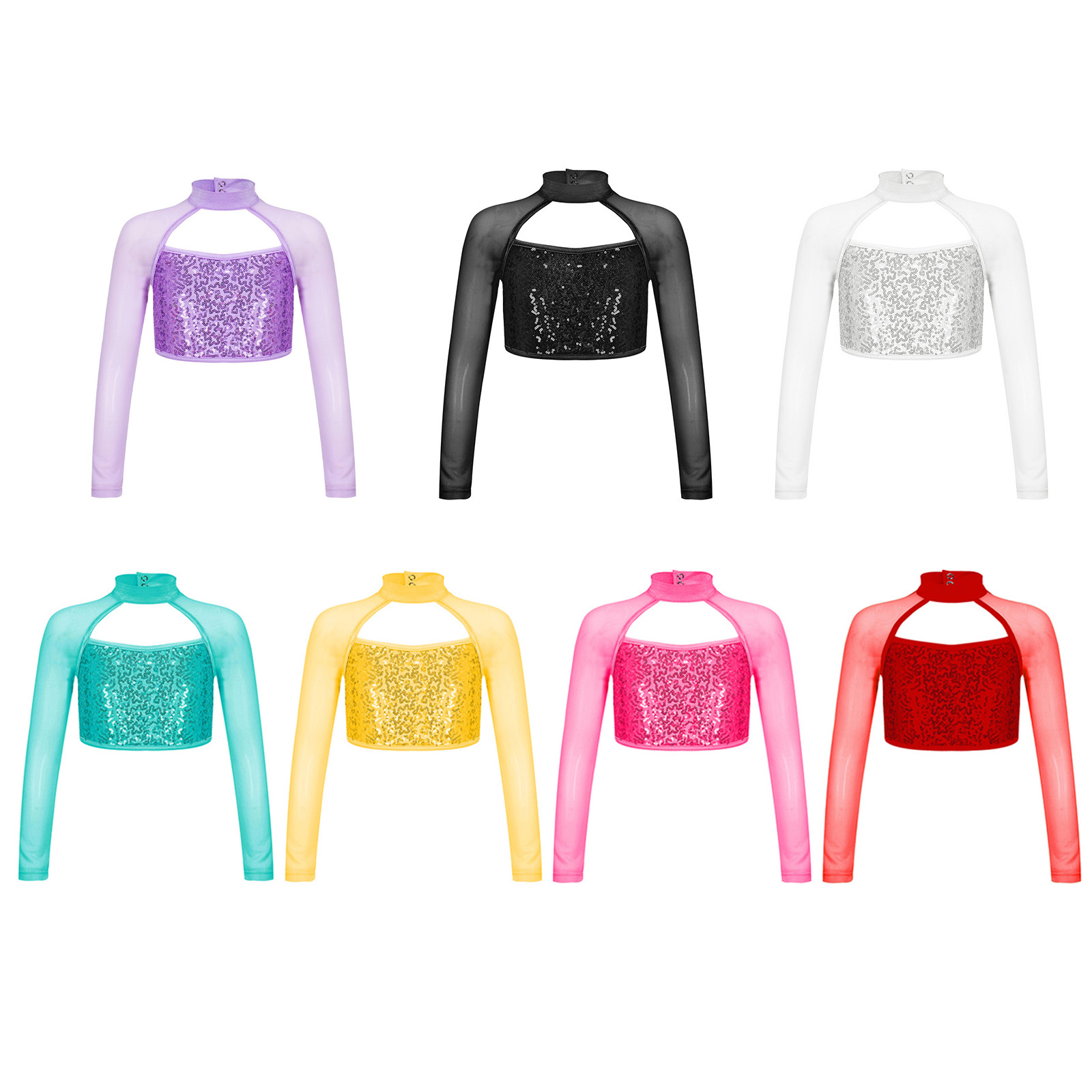 滑り止めのきらびやかなクロップトップ,長袖Tシャツ,ジャズス - Fashion Street Yoga のレビューと価格