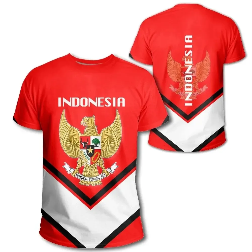 インドネシア国旗 3D 記章プリント Tシャツ男性の夏カジュ - Street Fashion For Boy のレビューと価格