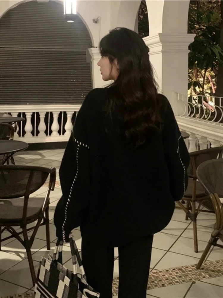 春・秋向けの女性用ニットセーター、カーディガン。韓国風のゆっ - Korean Street Fashion Female のレビューと価格