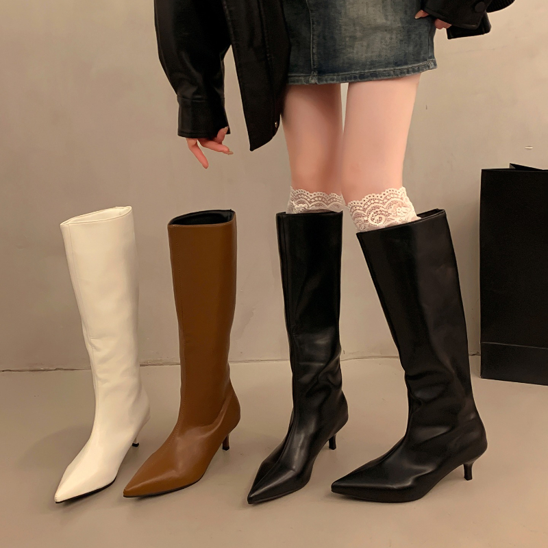 秋冬ナイトクラブ用細ヒールポインテッドトゥレディースニーハイ - Street Fashion Rome のレビューと価格