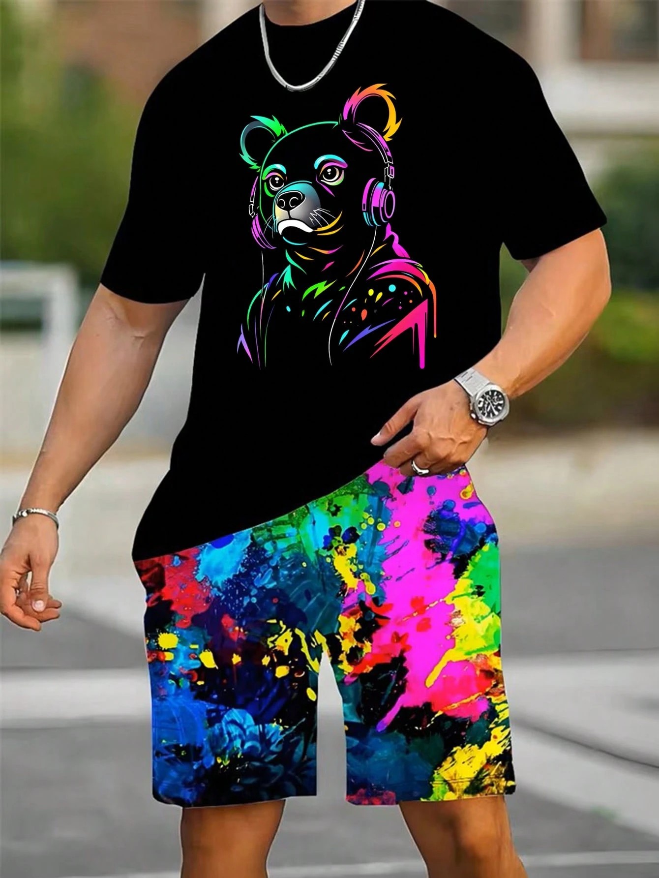 2026年夏新作 メンズ半袖ショートパンツセット 3Dパター - Street Fashion For 2026 のレビューと価格