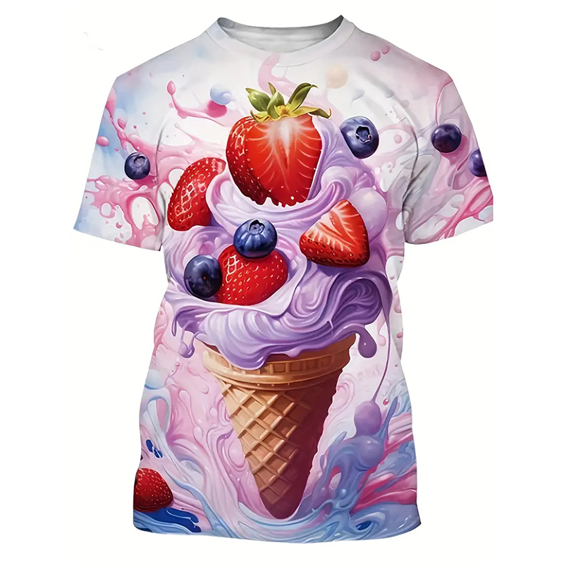 男性用アイスクリームカラーTシャツ,ユーモラスなユーモラスな - Street Fashion Trends 2025 のレビューと価格