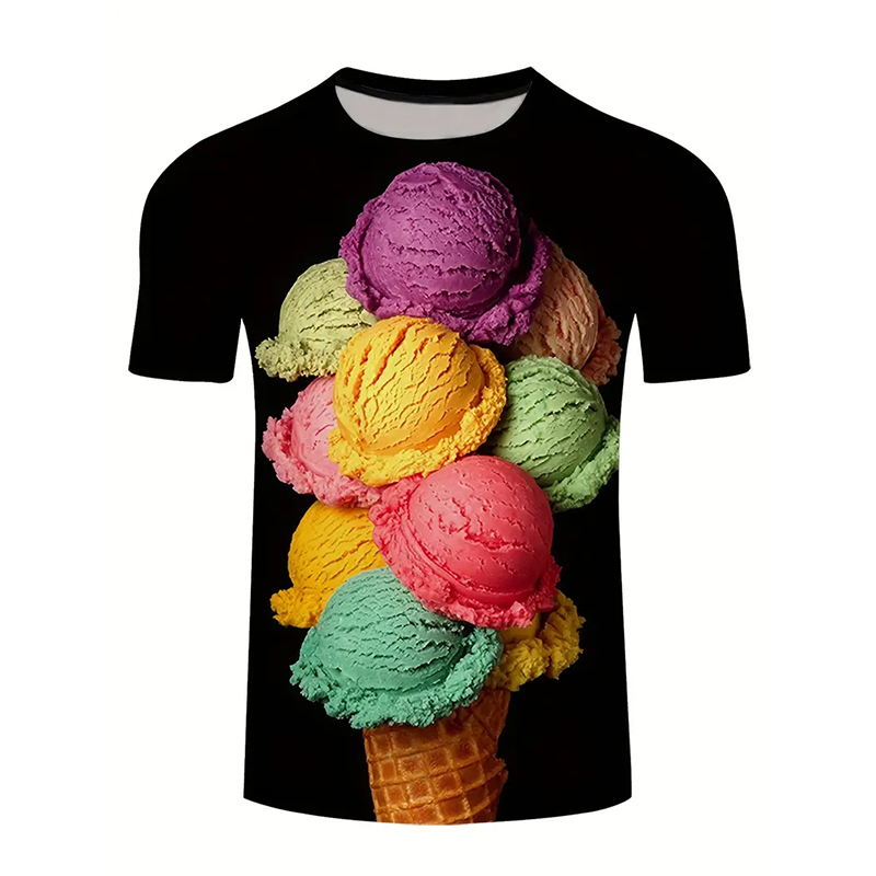 男性用アイスクリームカラーTシャツ,ユーモラスなユーモラスな - Street Fashion Trends 2025 のレビューと価格