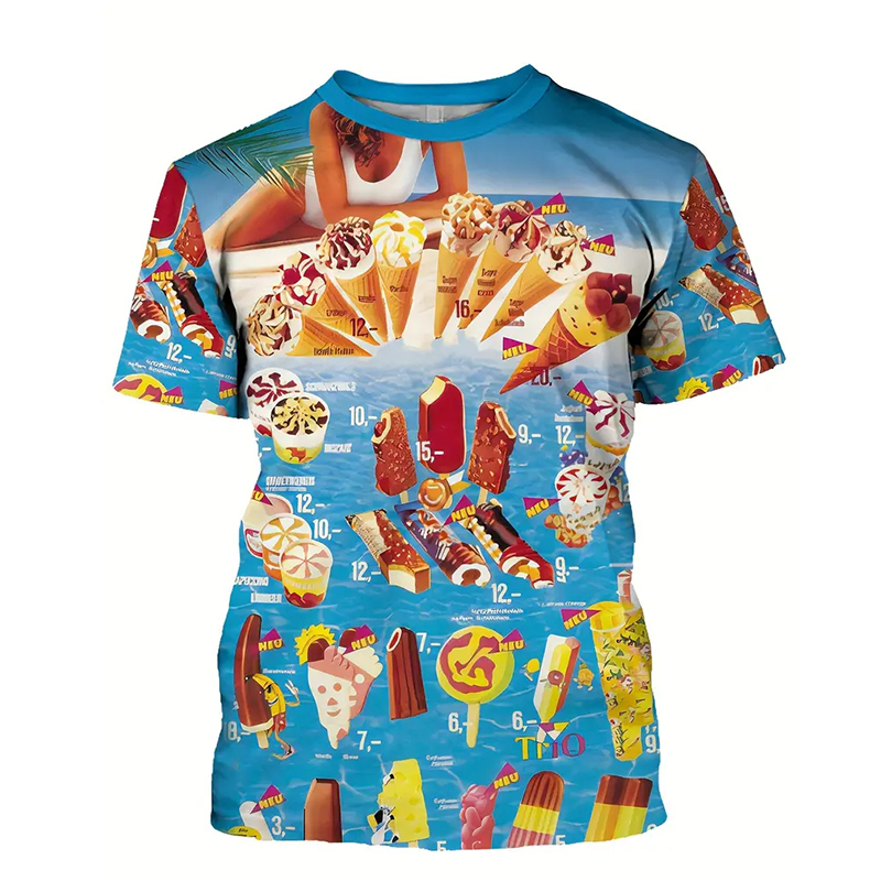 男性用アイスクリームカラーTシャツ,ユーモラスなユーモラスな - Street Fashion Trends 2025 のレビューと価格
