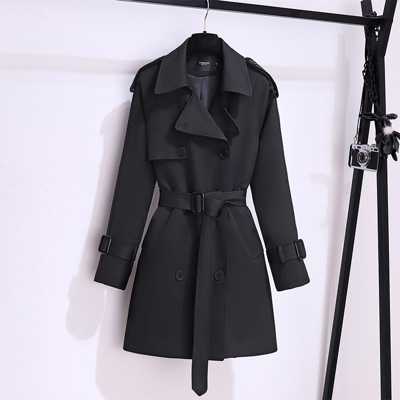 秋の女性のハイストリートトレンチコートラペルダブルブレストベ - Korean Street Fashion Female のレビューと価格
