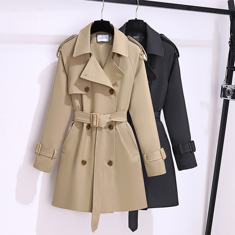 秋の女性のハイストリートトレンチコートラペルダブルブレストベ - Korean Street Fashion Female のレビューと価格